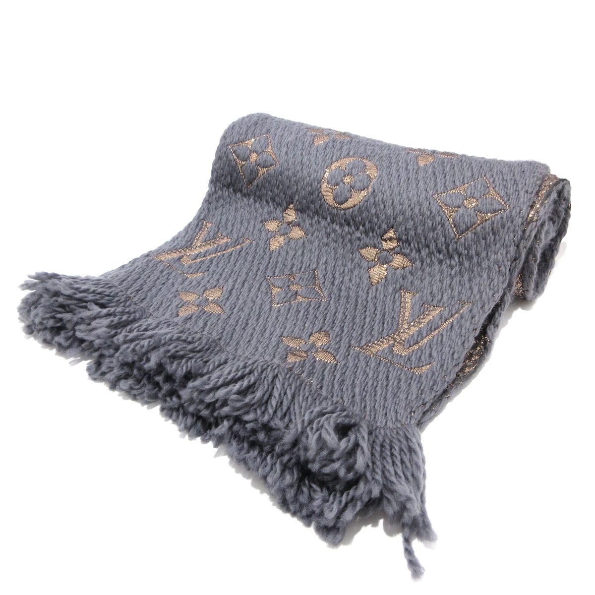 Louis Vuitton エシャルプ　ロゴマニア　グレー ルイヴィトン モノグラム エシャルプ ロゴマニア マフラー グレー