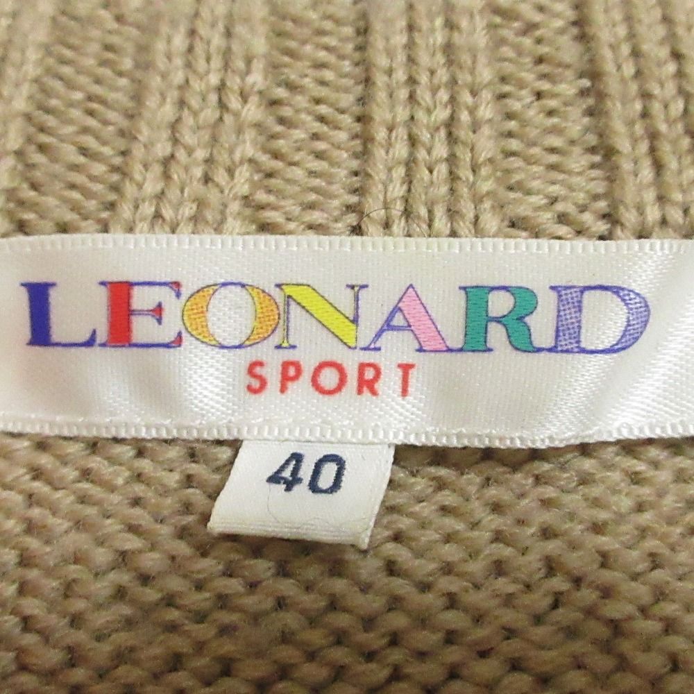 良品 LEONARD SPORT レオナールスポーツ カシミヤブレンド シマウマ ゼブラ ジャガード ニット セーター サイズ40 ベージュ レディース 古着 中古 良品 LEONARD SPORT レオナールスポーツ カシミヤブレンド