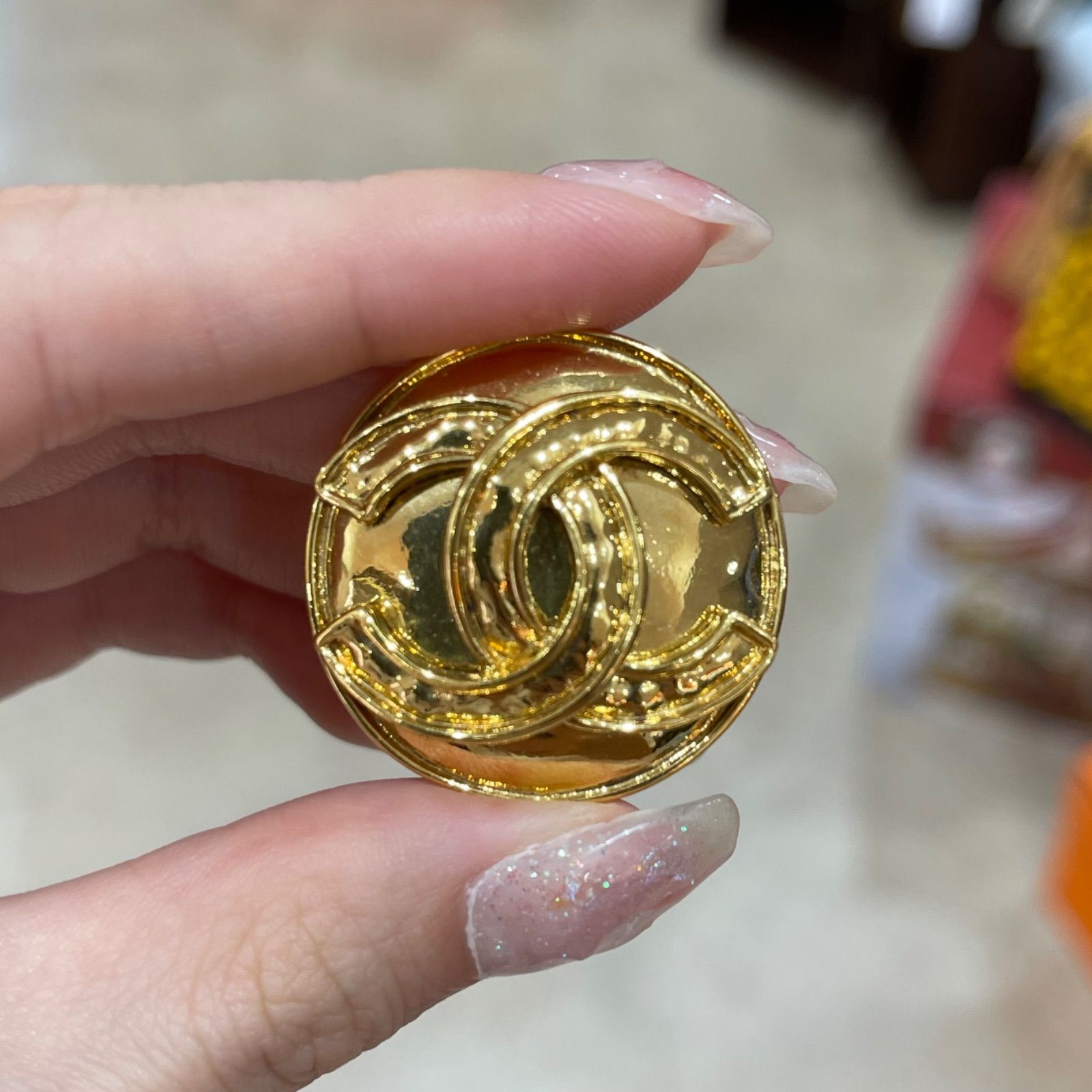 極美品】CHANEL シャネル 94P ココマーク ラウンドブローチ メタル 
