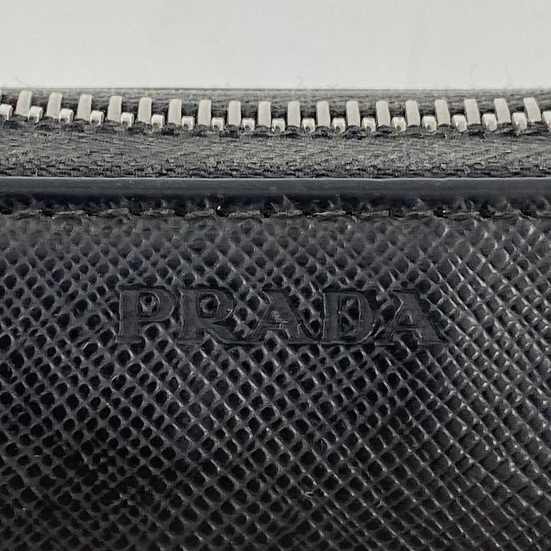 中古】PRADA ラウンドジップウォレット ブラック プラダ