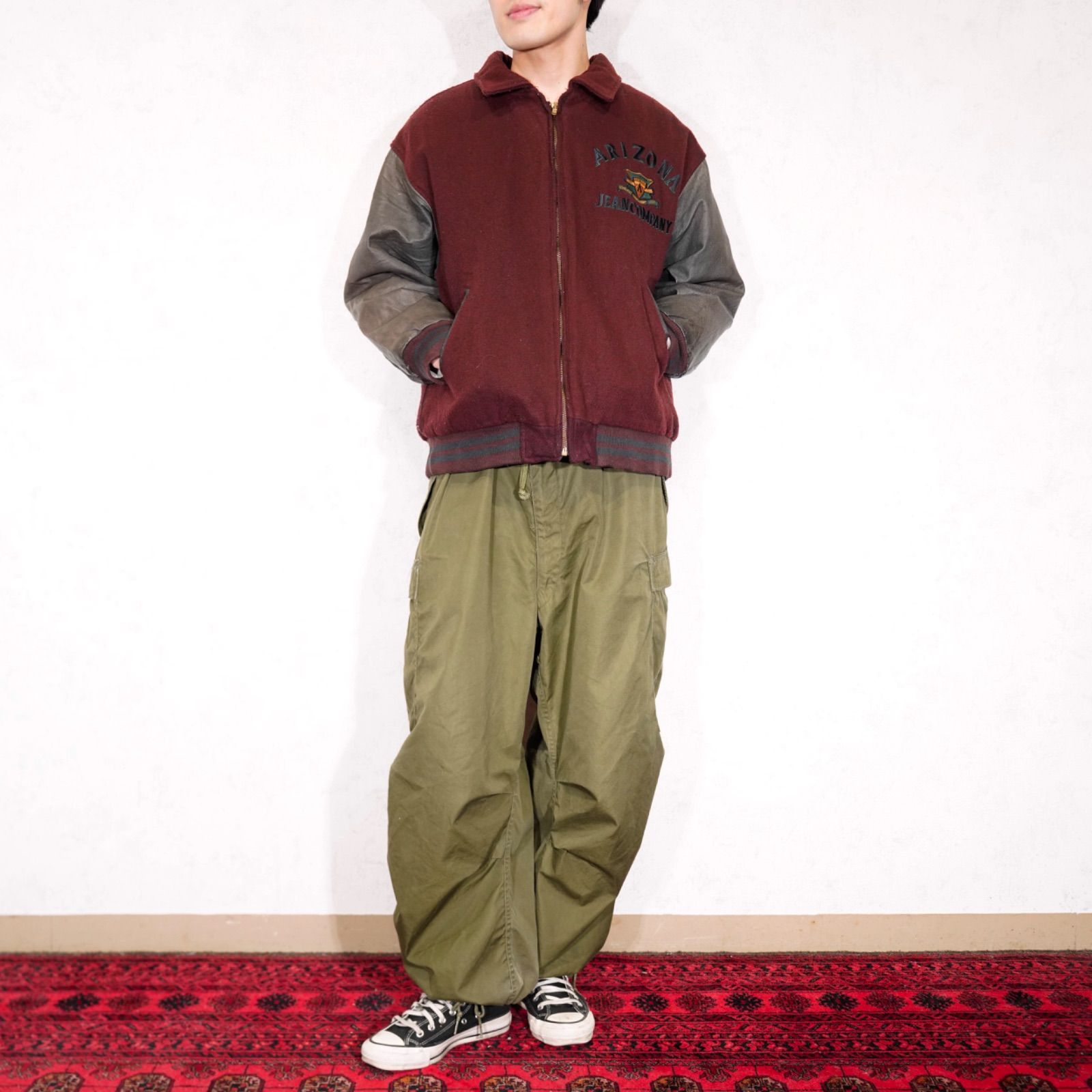 USA VINTAGE ARIZONA EMBROIDERY DESIGN LEATHER WOOL STADUIM JUMPER アメリカ古着刺繍デザインウールレザースタジャン