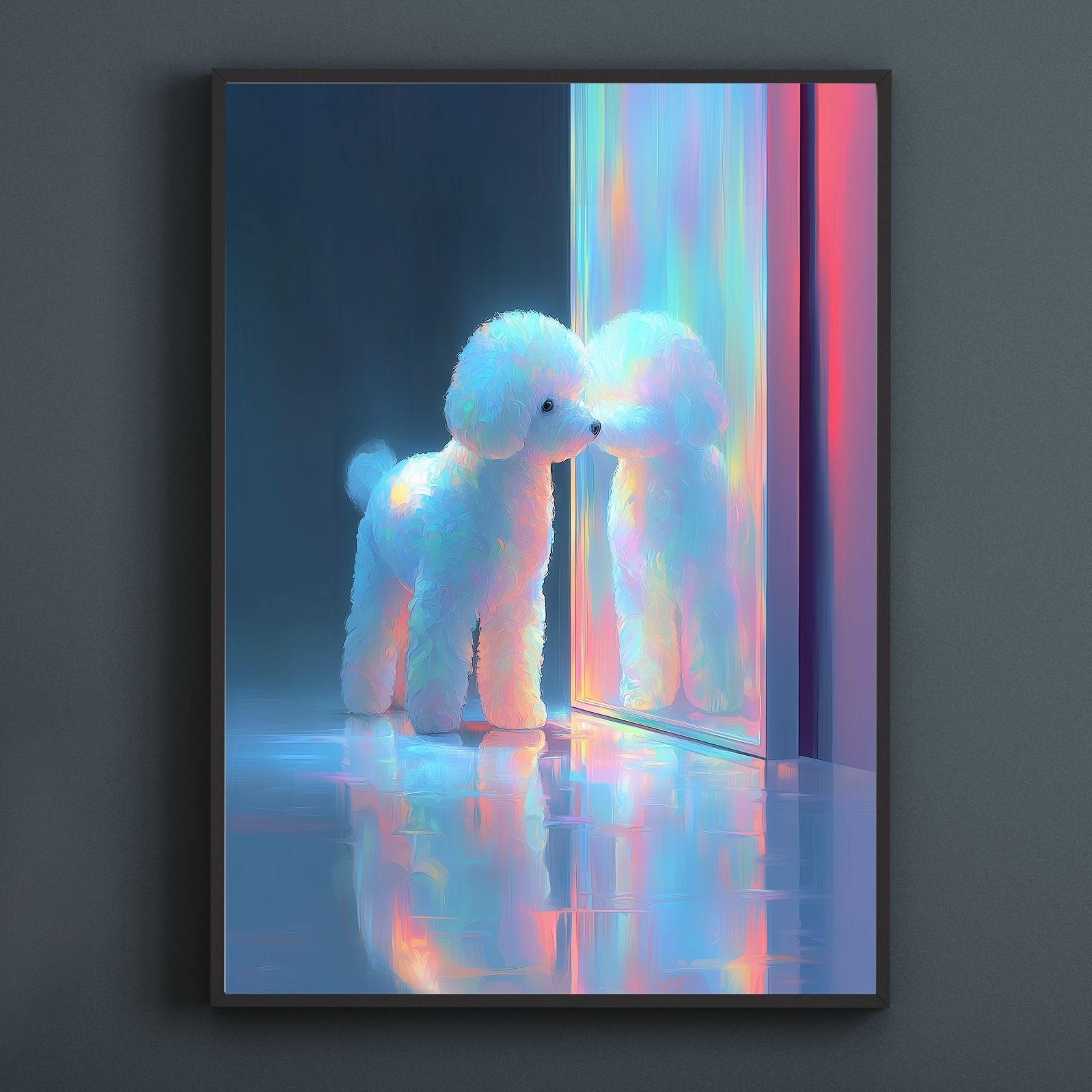 名入れOK リフレクション - トイプードル犬 No.2 アートポスター ペットロス うちの子記念日 北欧 ナチュラル モダンインテリア