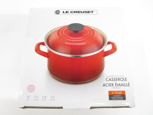 未使用新品◆LE CREUSET EOS キャセロール　両手鍋18cm ル・クルーゼ EOS キャセロール フラワーツマミ IH対応 18cm