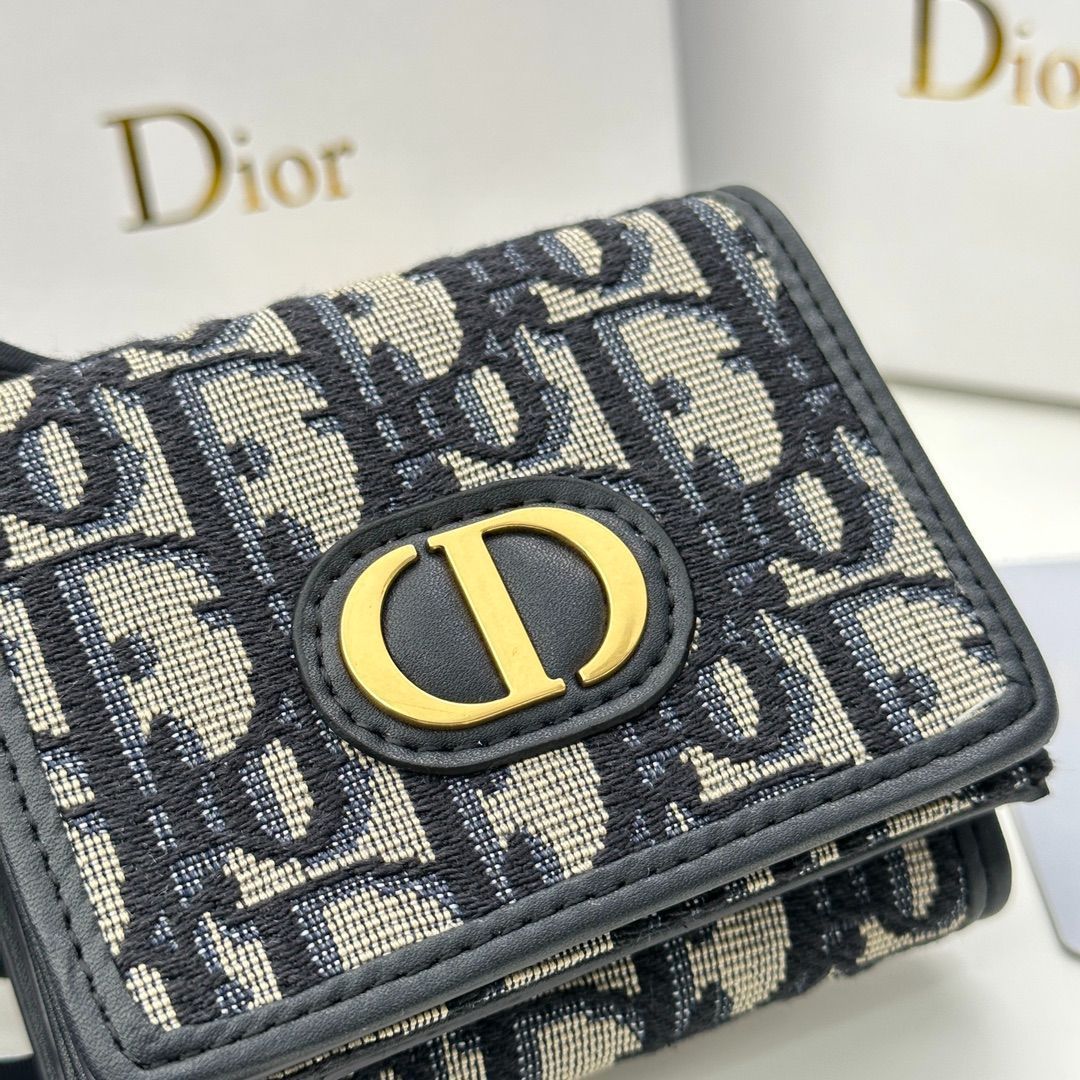 Dior（ディオール） 三つ折り財布 オブリークキャンバス＆牛革