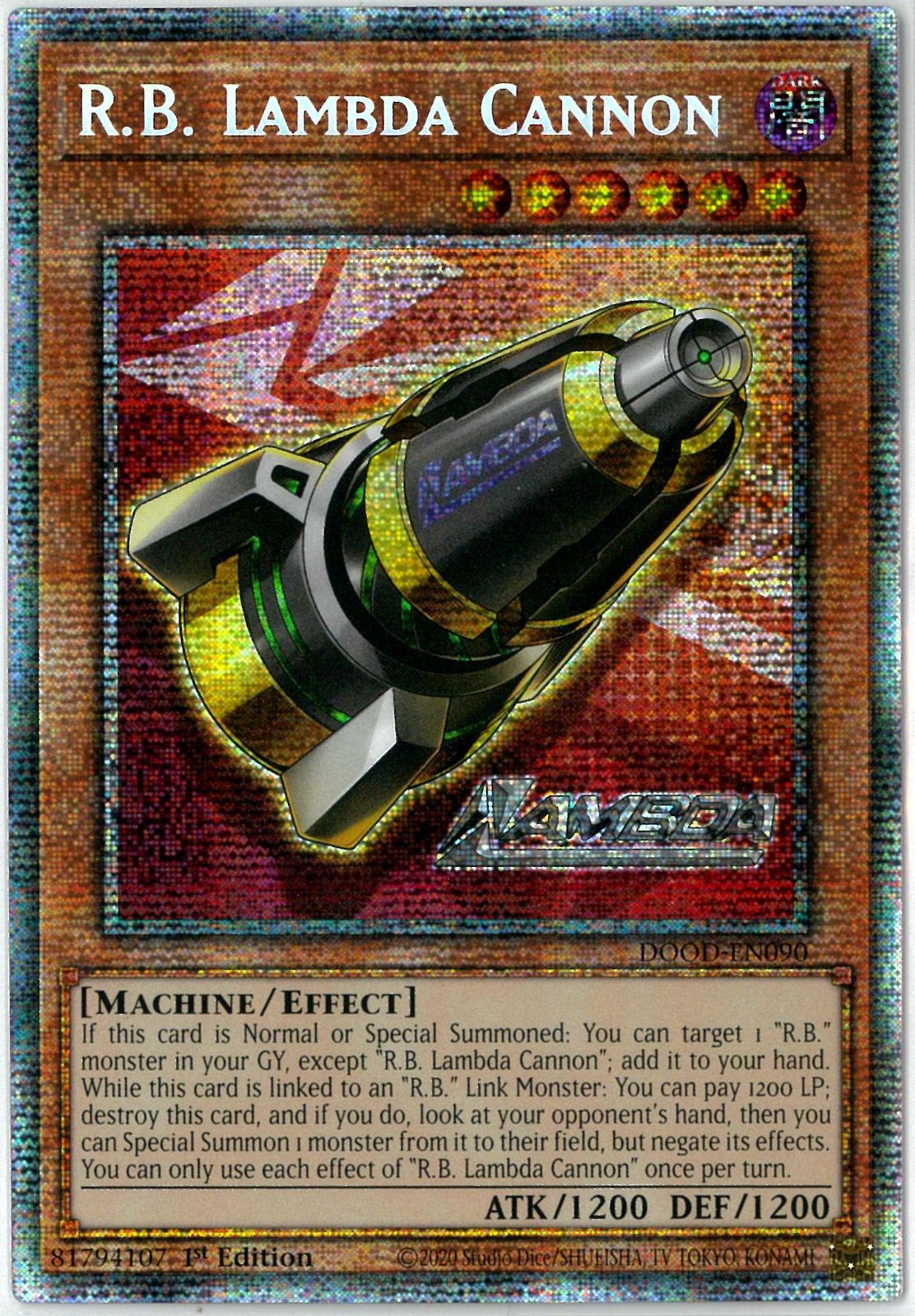 遊戯王|英語版|北米版|R.B. Lambda Cannon|TCG先行カード|スターライト |1st Edition|ドゥーム オブ ディメンションズ|DOOD-EN090