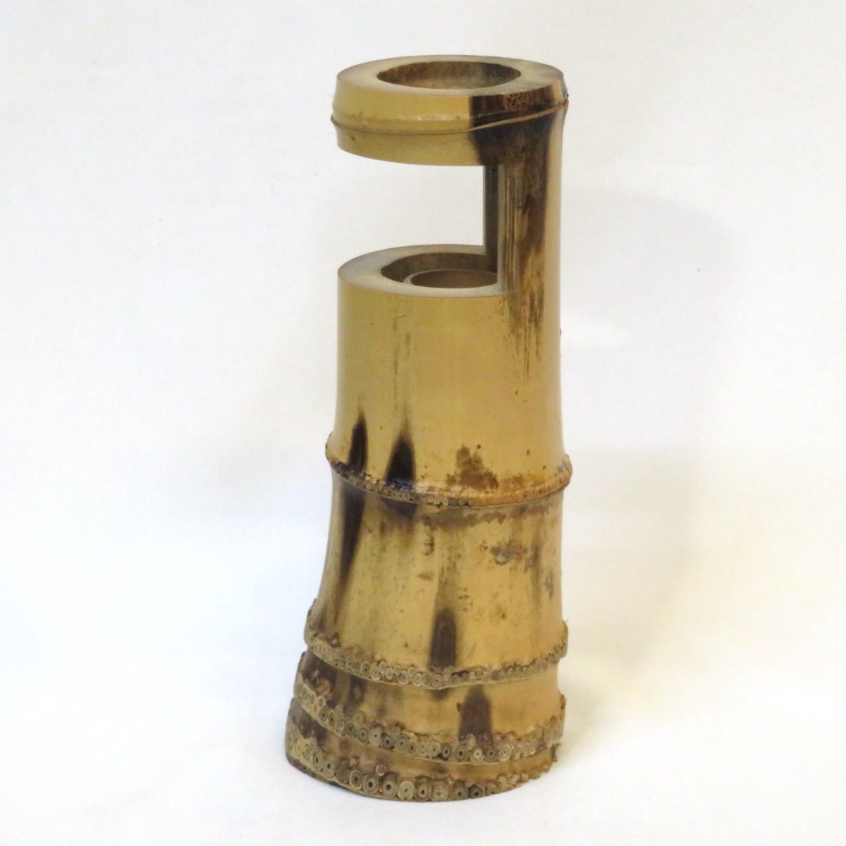 堀内宗心宗匠書付】 竹工師 不窮斎 高野宗陵作 銘「寿山」竹一重切花入