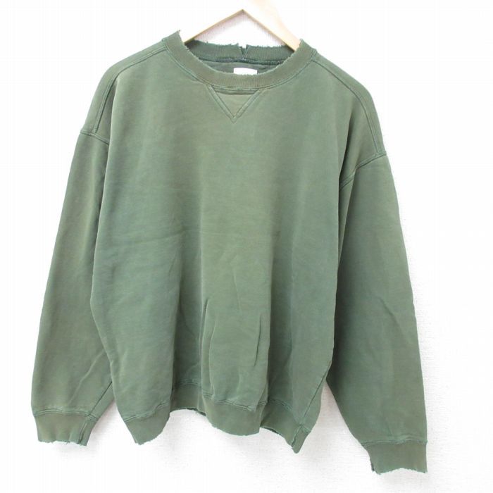 XL/古着 ギャップ GAP 長袖 スウェット メンズ 00s 無地 ボロ 大きいサイズ クルーネック 濃緑 グリーン 24aug31 中古 スエット トレーナー