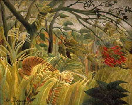 【在庫限り】 Henri Rousseau 日曜画家 名画 美術 芸術 絵画 芸術作品 クロスステッチ刺しゅうチャート 図案 【Surprised! Tiger in a Tropical Storm-熱帯嵐のなかのトラ-】 Scarlet Quince