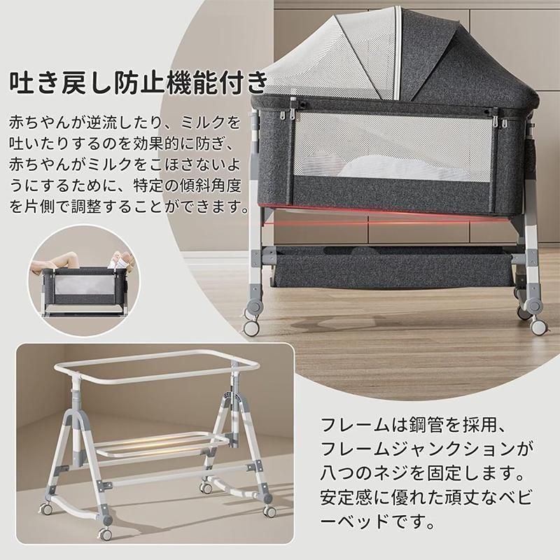 HZDMJ ベビーベッド 折りたたみ グレー 持ち運び可能 新品】HZDMJ