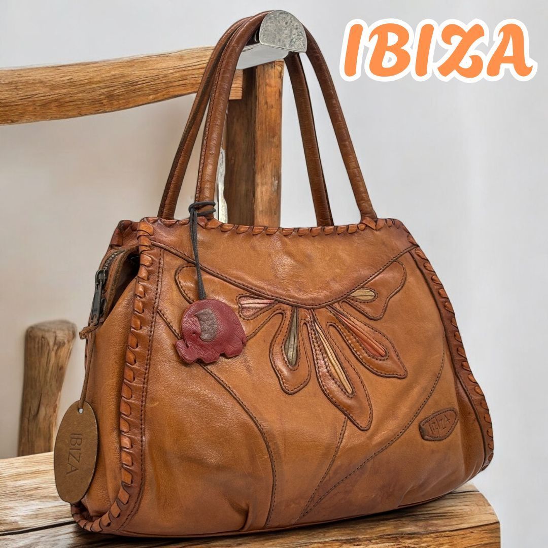 一生ものの風合い✨ Ibiza イビザ ハンドバッグ 花模様 レザー