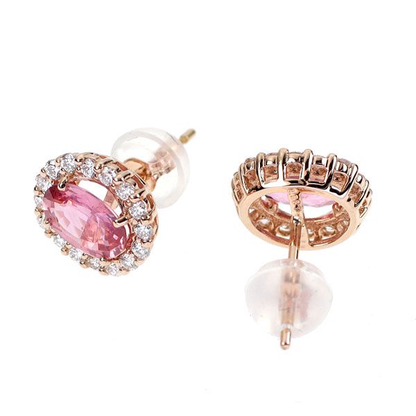 絶対大特恵！ K18PG パパラチアサファイア ダイヤモンド ピアス 1.064ct D0.26ct エスコレ 激安で季節を先取り。