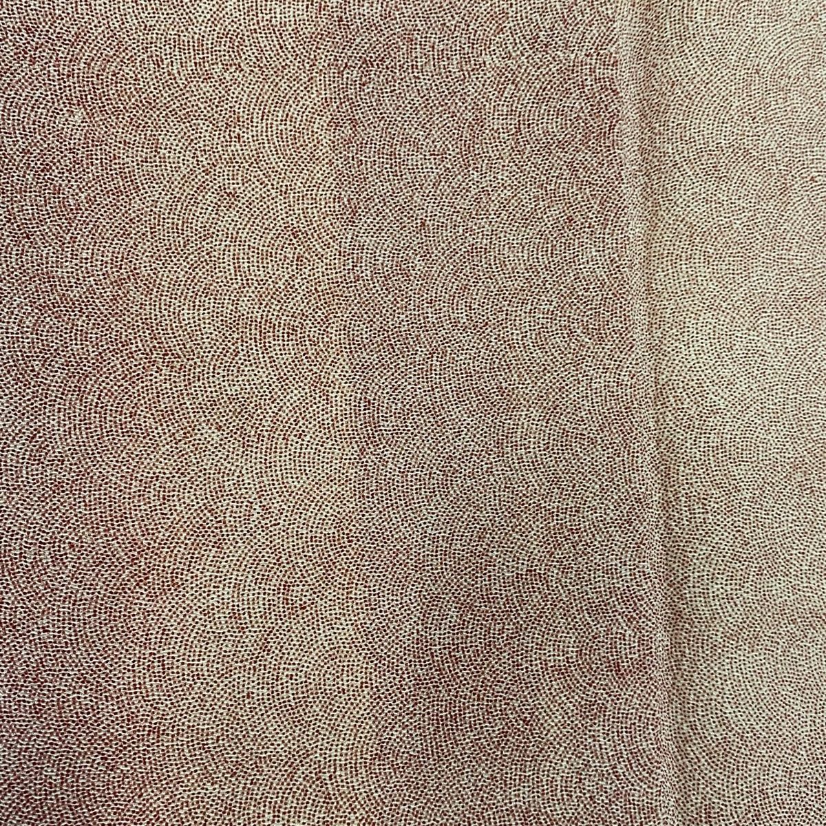 江戸小紋 身丈162.5cm 裄丈65.5cm M 袷 落款 鮫紋様 小豆色 正絹 優品  