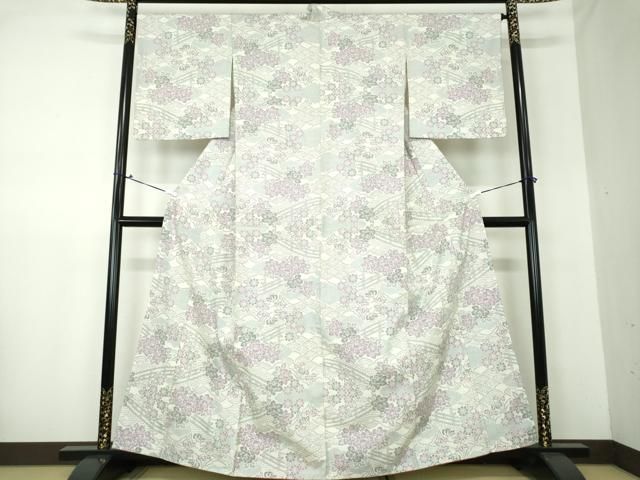 平和屋着物●本場大島紬　白大島　7マルキ　流水花文　正絹　逸品　DAAS3341ps 平和屋着物○本場大島紬 白大島 7マルキ 流水花文 正絹 逸品