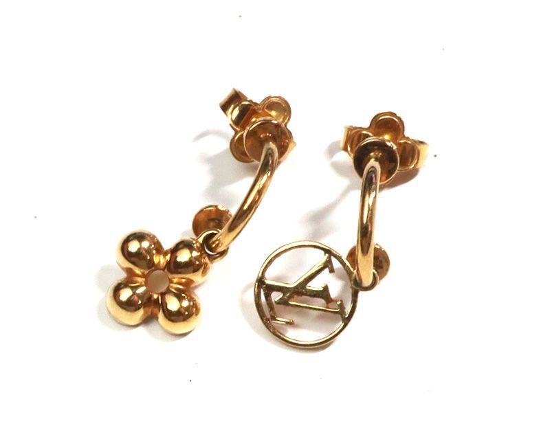 美品 ルイヴィトン ピアス ブルーミング ゴールドカラー フラワー LV