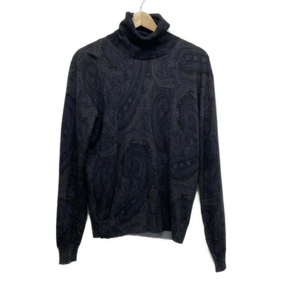 ETRO エトロ 長袖セーター サイズXS メンズ - 黒×ブルー×マルチ タートルネック ペイズリー柄 WWW_NOITHATQUANGTHANH_NET