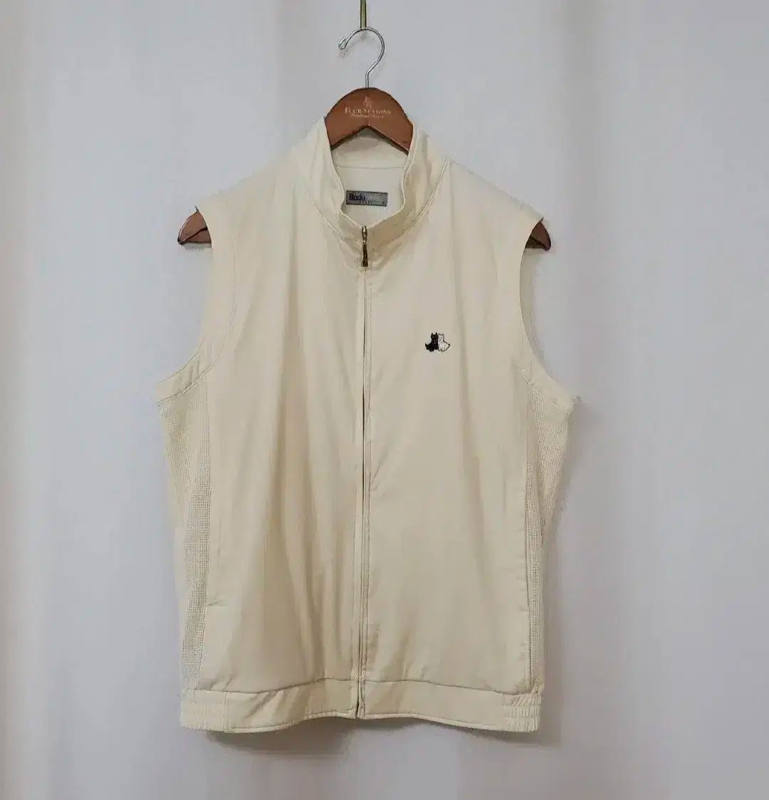 ブラック＆ホワイト ジップアップベスト メンズ M