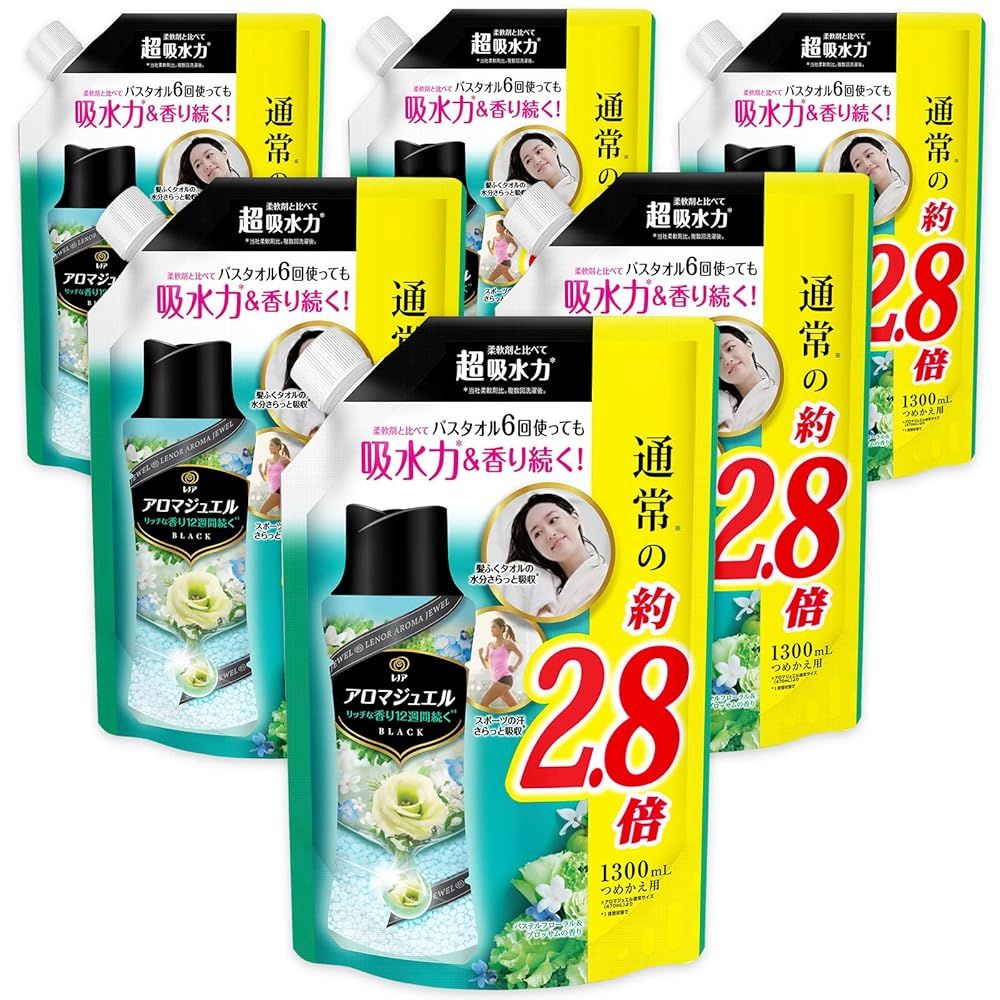 ケース販売 レノア ハピネス アロマジュエル 香り付け ビーズ パステルフローラル-ブロッサム 詰め替え 大容量 1 300mL x6袋