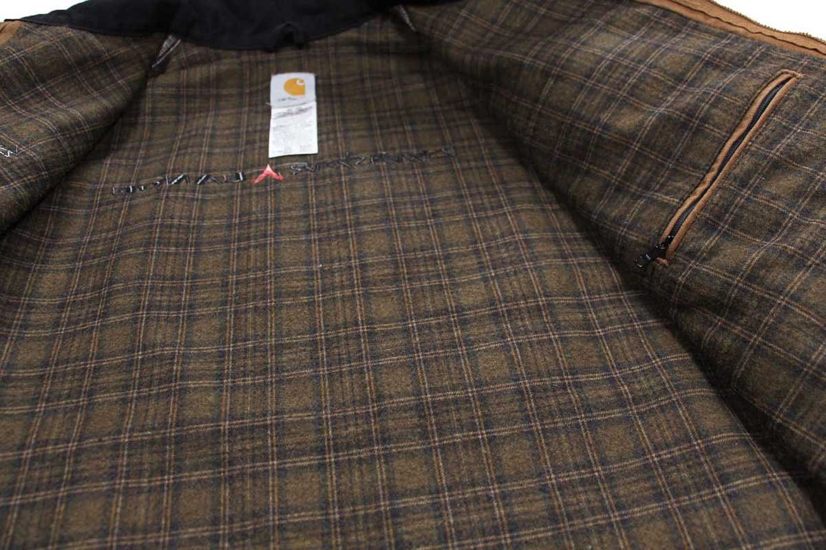 00s carharttカーハート DYNASTAR LANGE 刺繍 ブランケットライナー ダック地 デトロイトジャケット 茶 2XL-R 特大 ワーク ビッグサイズ KANDAIZUMI_COM