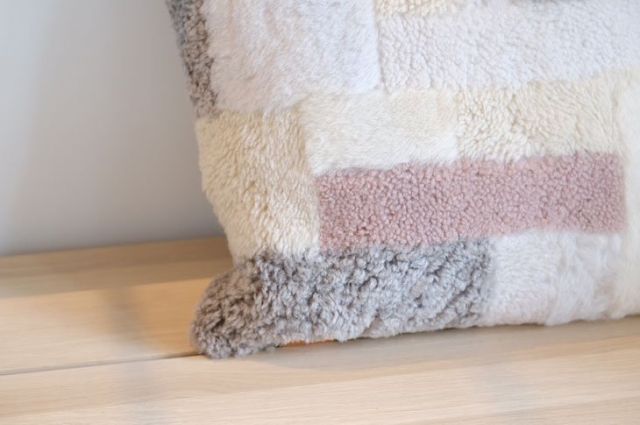 STAMP AND DIARY × Owen Barry SQUARE PATCH CUSHION 45x45cm natural クッション オーウェンバリー