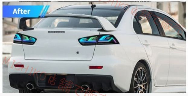 三菱 ランサーEX 2007－2018年 RGB LEDテールライト テールランプ 流れるウインカー 外装 カスタム 左右セット FFCRYSTALESIA_COM