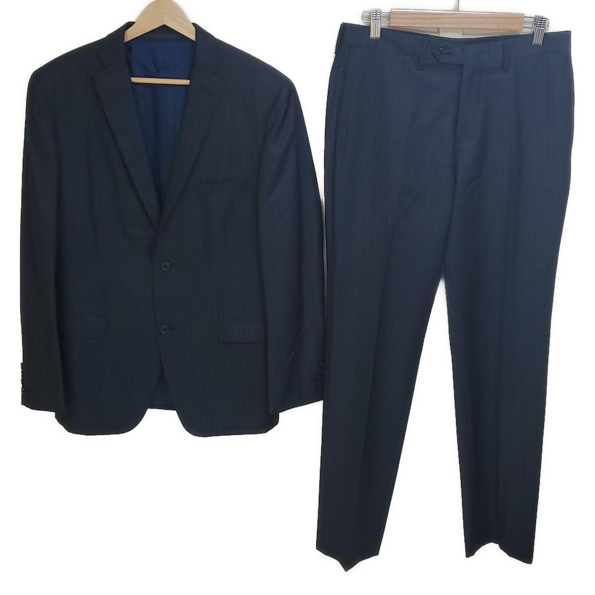 MICHELKLEIN ミッシェルクラン シングルスーツ メンズ - ダークネイビー×黒 ストライプ