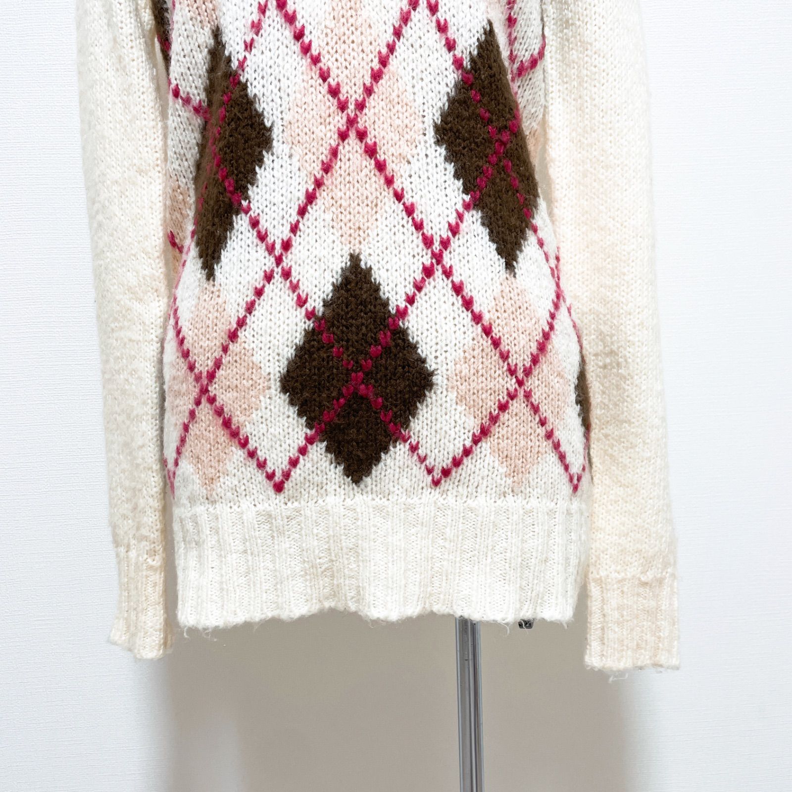 レア✨Y2K archive LIZLISA ロゴ　ニット　ビンテージ 激レア！ LIZ LISA リズリサ アーガイルリボンニットプルオーバー