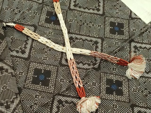 平和屋本店□希少 本場大島紬 龍郷絣 アンサンブル 羽織紐付き 逸品