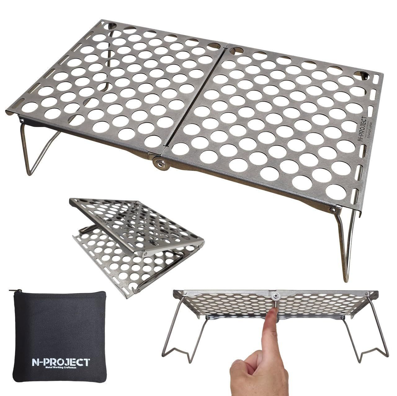 商品 UL に最適サイズ ソロキャンプ TITANIUM 登山 98g TABLE 超軽量 コンパクト 折畳式 日本製 チタンテーブル N-project