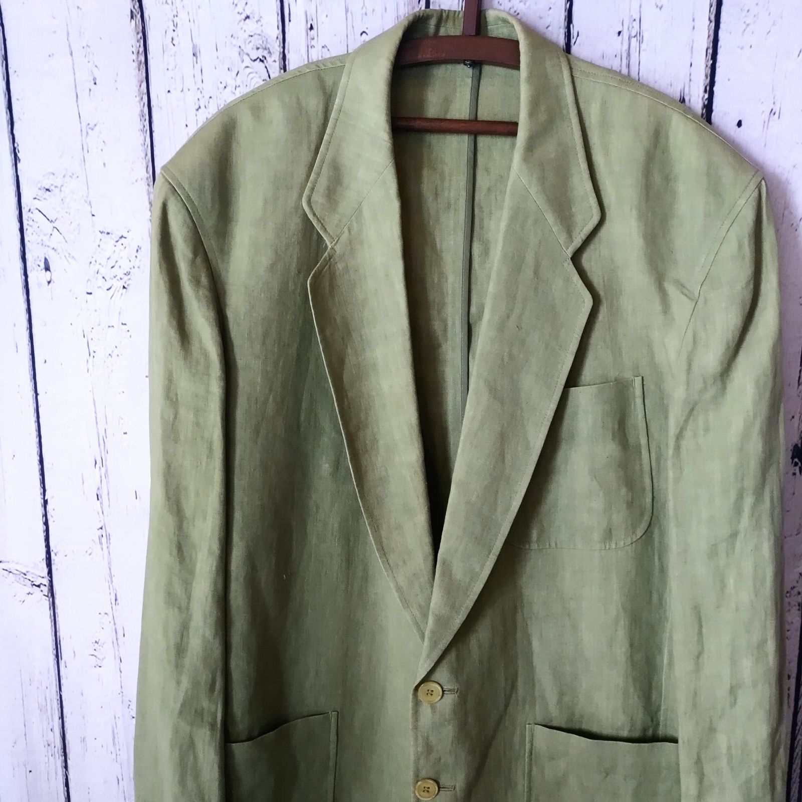 KENZO リネンテーラードジャケット 80~90s vintage 日本製 エルデンリング 【Vintage】KENZO グリーン テーラードジャケット テーラードジャケット