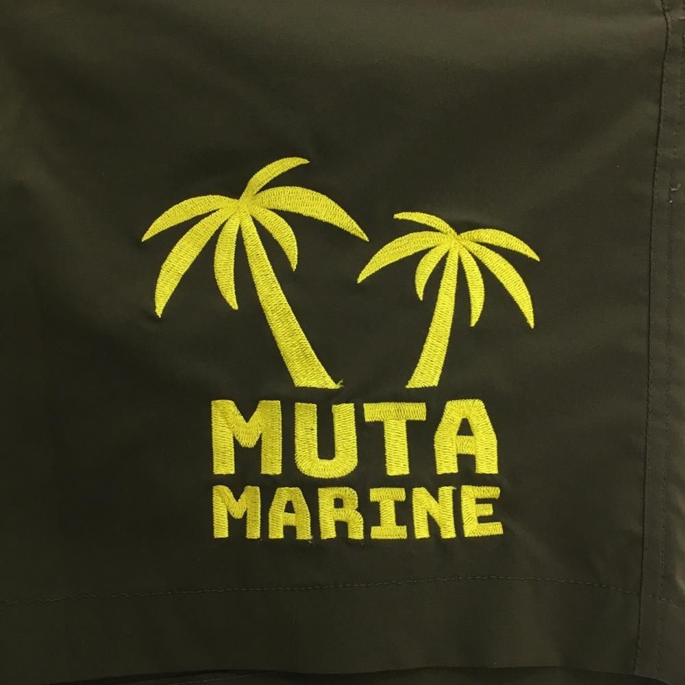 美品】ムータマリン ハーフパンツ カーキ×イエロー ヤシの木刺しゅう