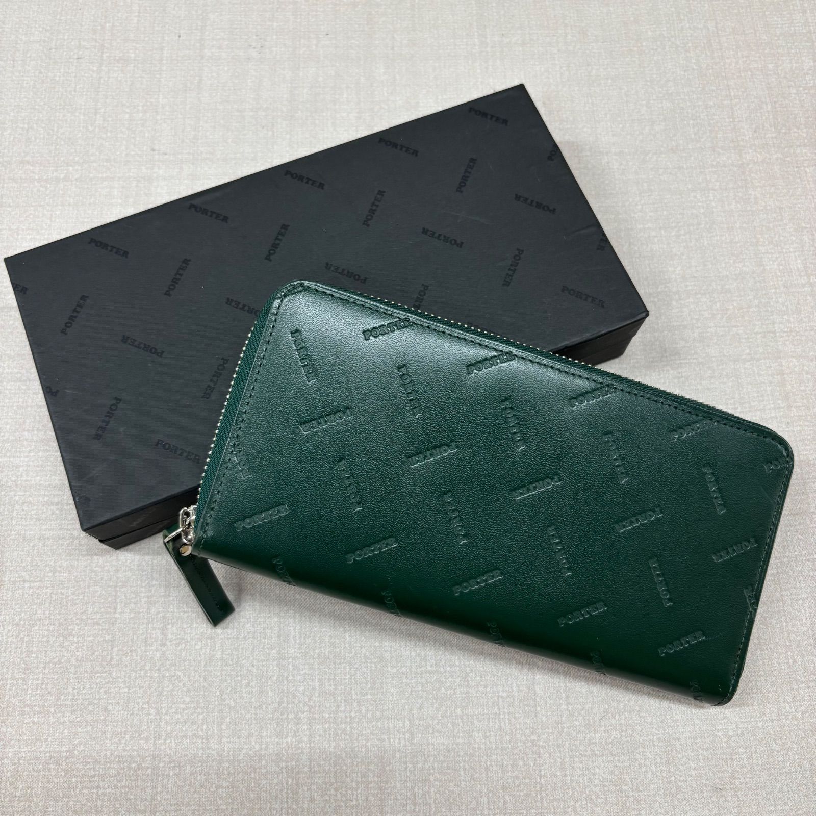 ◎PORTER ポーター エンチェイス ロングウォレット 長財布 ラウンドジップ グリーン 吉田カバン