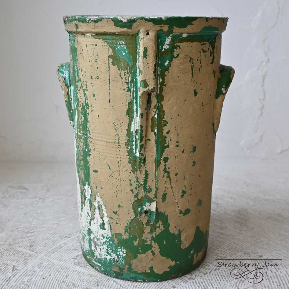 L3501-175 英国アンティーク ブリキドラム 鉢 ガーデニング ゴミ箱