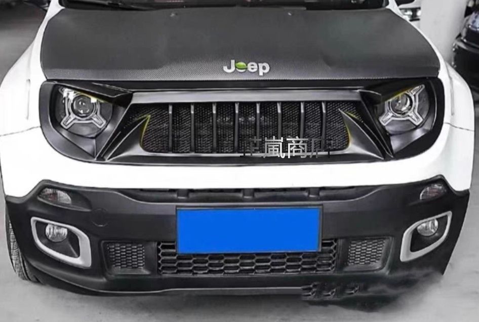 ジープ レネゲード 2015-2018年に適合▲エア インテーク スタイリング ABS グリル フロント バンパー プロテクター ブラック FFCRYSTALESIA_COM