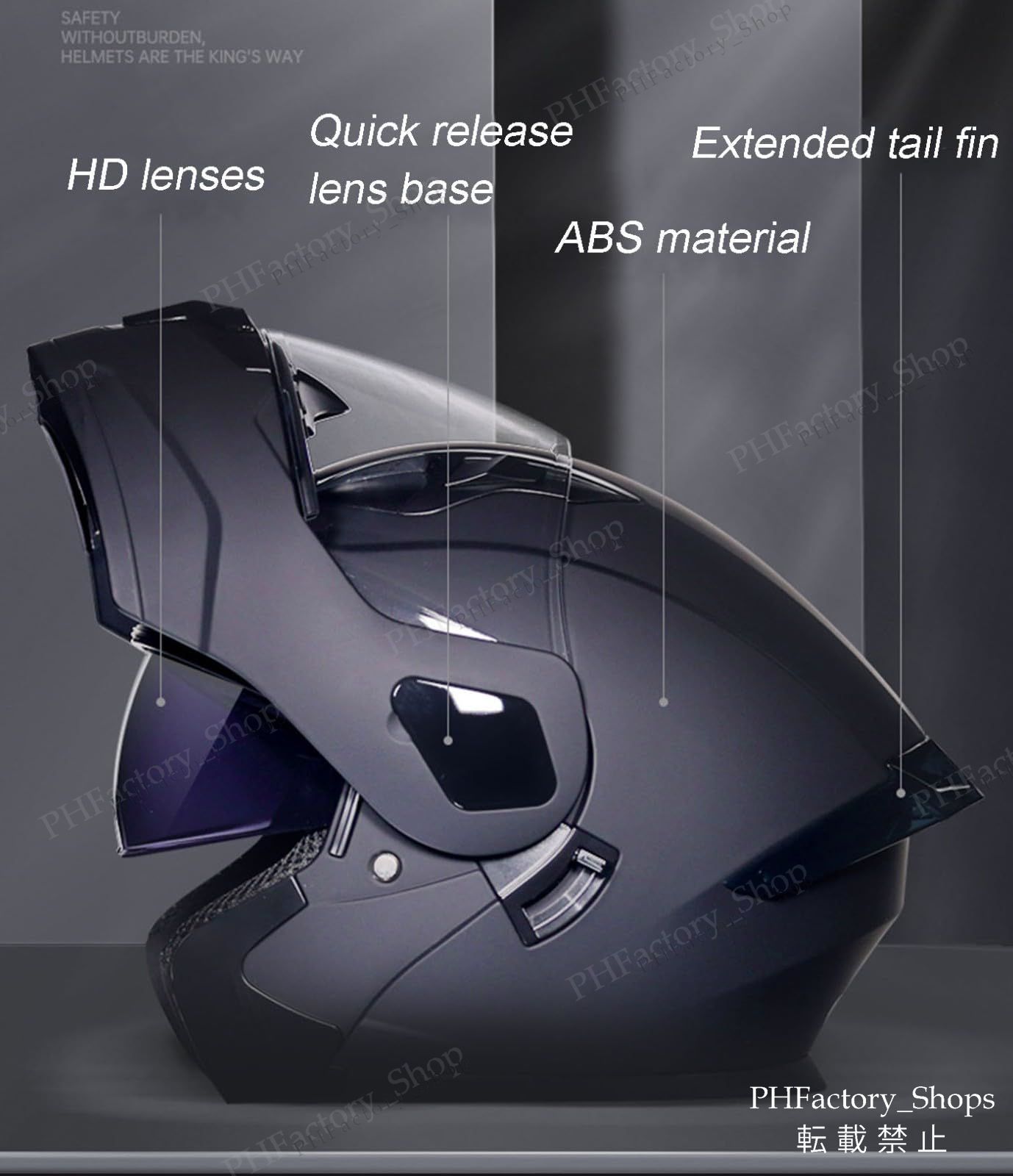 バイクヘルメット フリップアップヘルメット フルフェイスヘルメット DOT承認 クラッシュヘルメット 耐久性 安全性 通気性 男女兼用 鬼マスク ブラック A129 FFCRYSTALESIA_COM