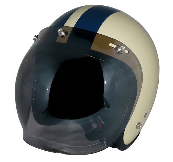 新品！ ZK-300 スモールジェット 内装着脱式で外して洗える【アイボリー/ネイビー】+スモークミラーバブル（劣化防止UVカット＆ハードコート加工済） SG公認 PSC認可 全排気量対応 盗難防止金