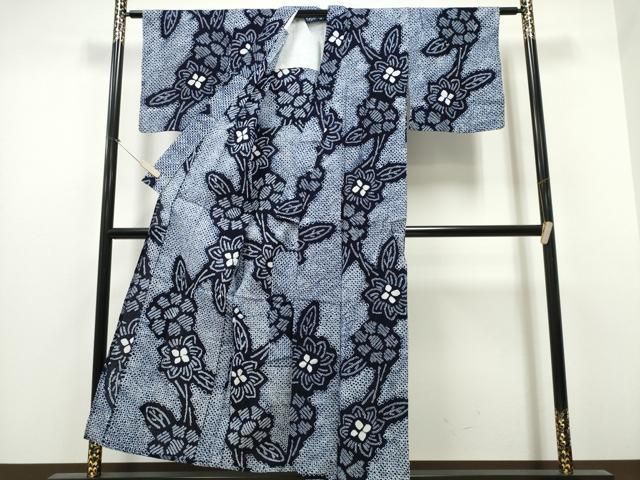 平和屋着物∴夏物 浴衣 有松鳴海絞り 枝花文 綿 CAAY4470ng