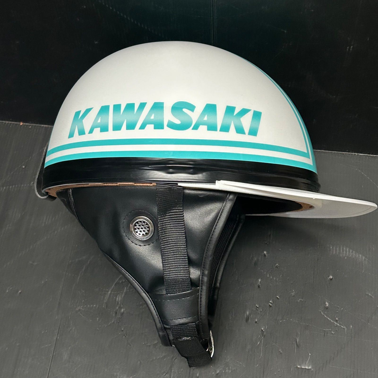 カスタムコルク半キャップ ミントグリーン KAWASAKI 新品 ヘルメット