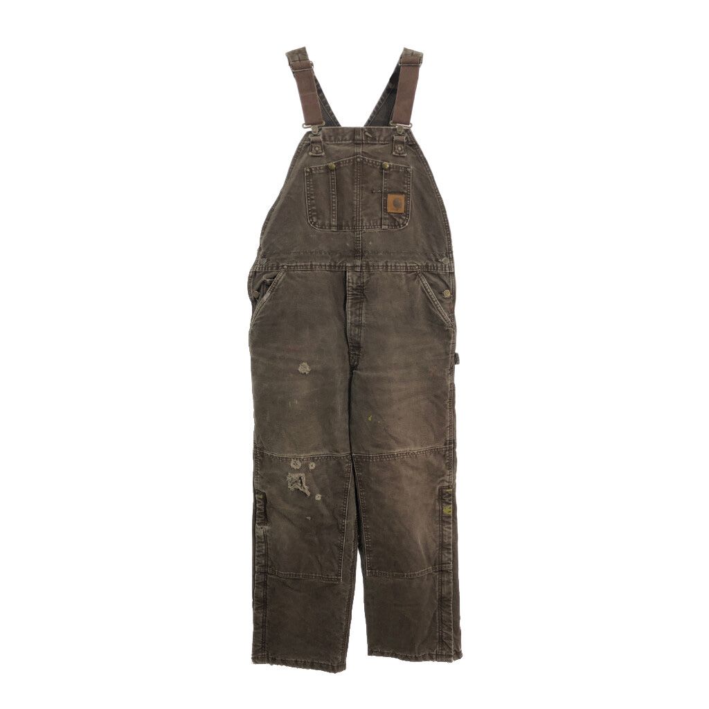 Carhartt カーハート 中綿 ダック ダブルニー オーバーオール ブラウン (メンズ W38L29相当) 中古 古着 S4596