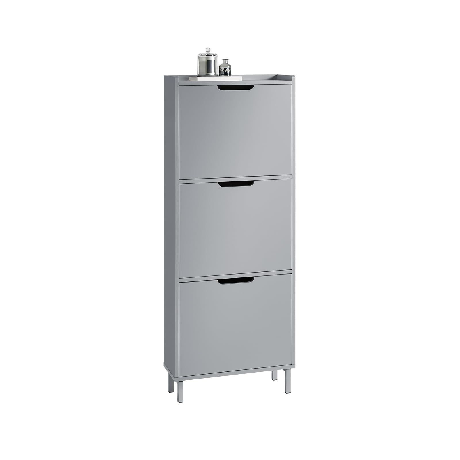 【新着商品】省スペース 大容量 木製 幅50*奥19*高さ129cm シューズラック 靴 スリム 収納 下駄箱 靴棚 靴箱 玄関収納 靴入れ 薄型 シューズキャビネット シューズボックス 玄関ベンチ SoBuy （FSR
