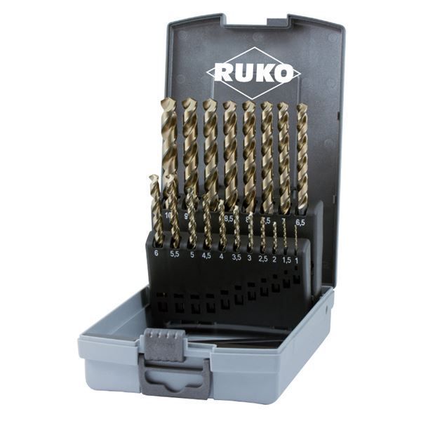 RUKO ルコ 228214RO 19本組 鉄工ドリルセット HSSE プラ入
