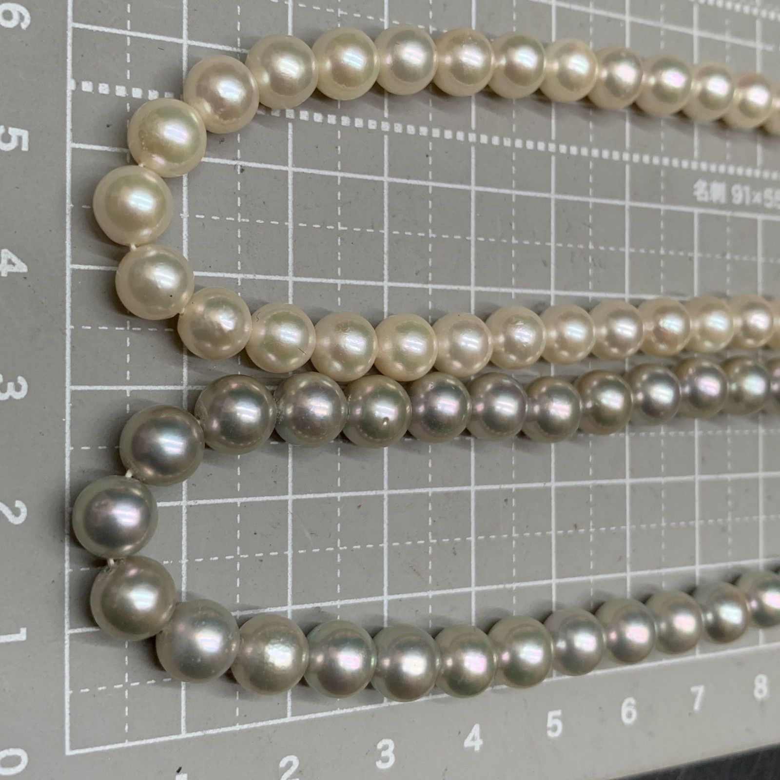 N383 テリ艶◎2点おまとめ 本真珠 天然パール/グレーパール 6.3?6.8