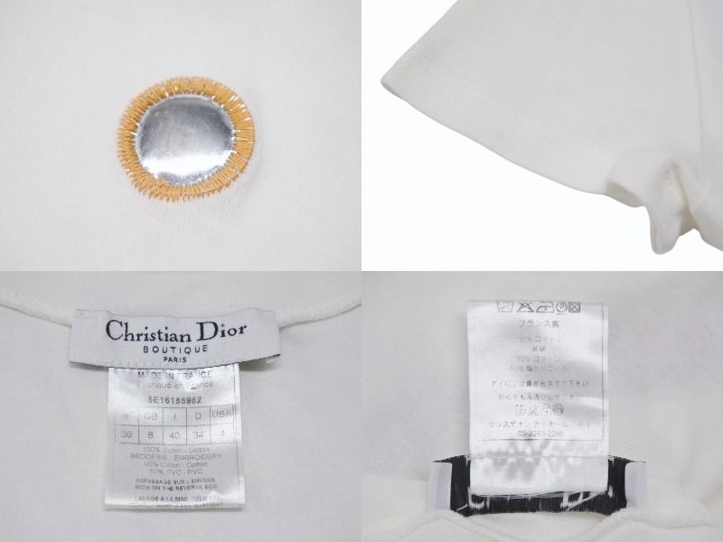 美品！Christian Dior 花柄刺繍 Vネック Tシャツ 極美品 Christian Dior クリスチャンディオール Vネック半袖T