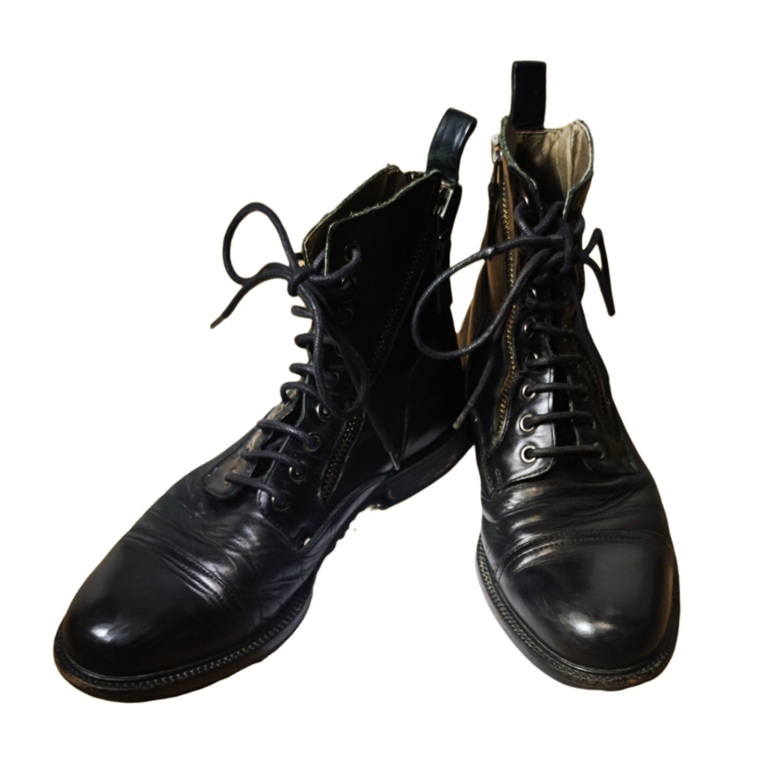 希少❗️alfredoBANNISTER レースアップ　ブーツ　サイドジップ　黒 alfredoBANNISTER ブーツ 「軽量」Uチップ サイドジップ レース