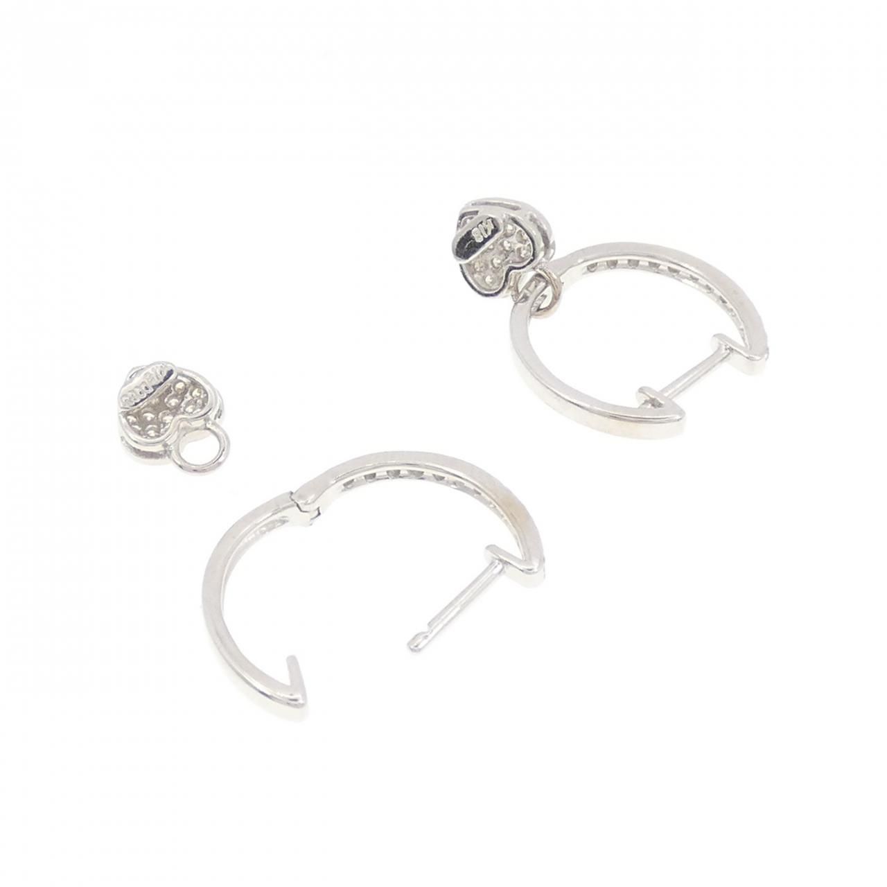 フォリフォリ ダイヤモンドピアス K18WG クローバー＆ハート2Way Folli