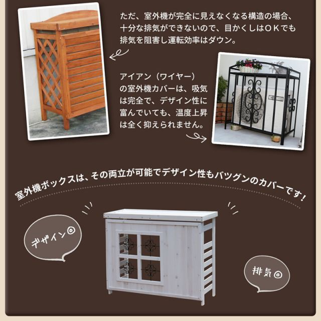 ガーデンガーデン エアコン室外機カバーボックス ジャンボ 大型対応 アイアン飾り窓 ACBOX-1100