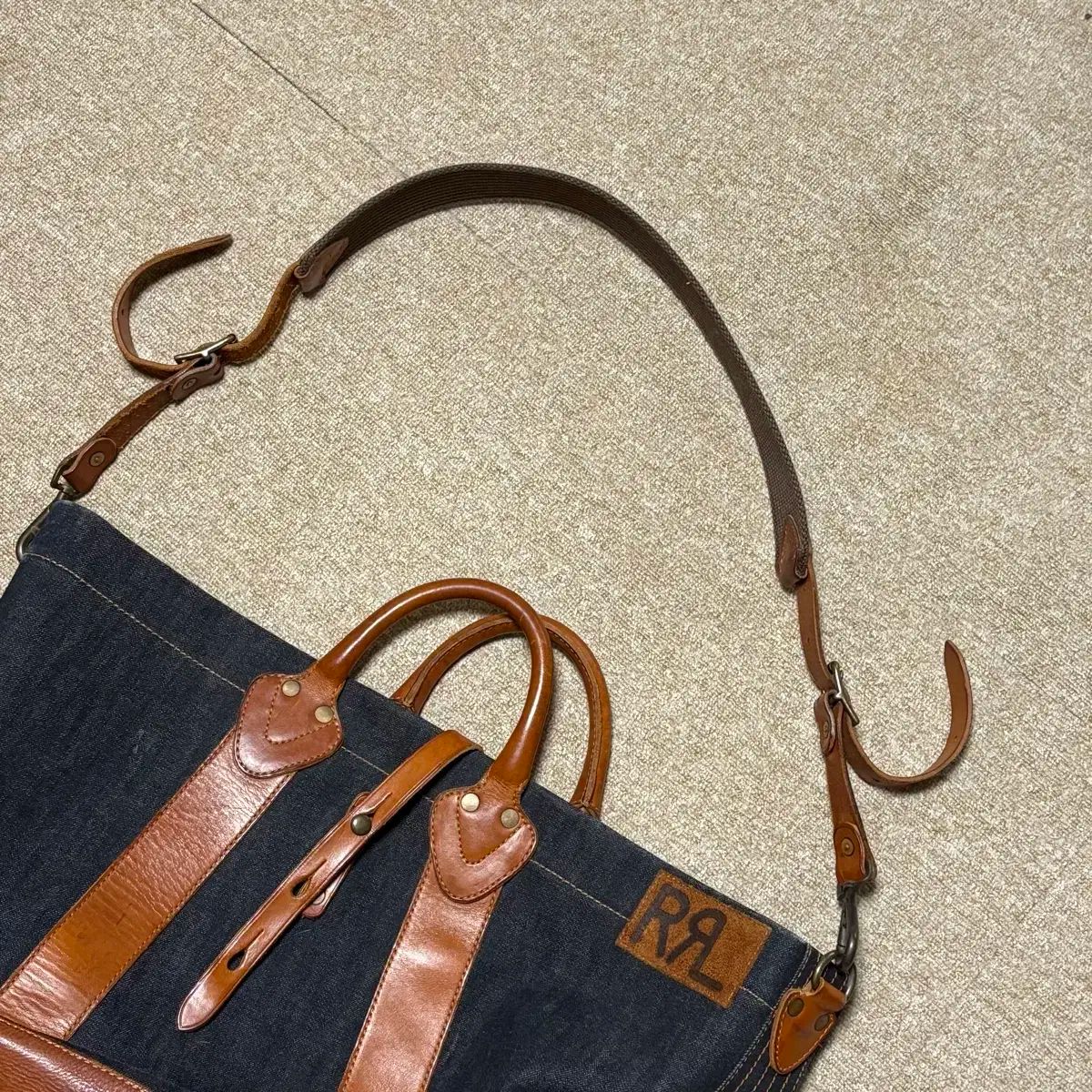 rrl デニム トートバッグ レザートリム デニム トート | ラルフ