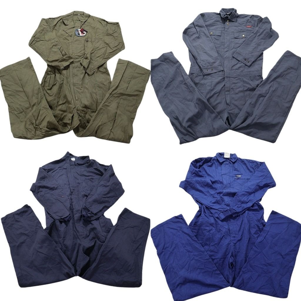 古着卸 まとめ売り ユーロワーク 無地 オールインワン 4枚セット