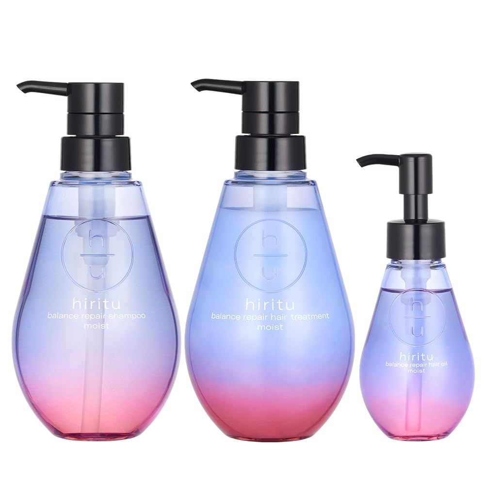 hiritu(ヒリツ) バランスリペア シャンプー ヘアトリートメント ヘアオイル 3点セット [モイスト] アプリコットu0026ジャスミンの香り パサつく髪もうるぷるに