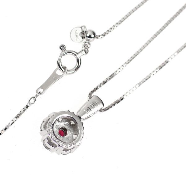K18WG ルビー ダイヤモンド ペンダントネックレス 0.135ct D0