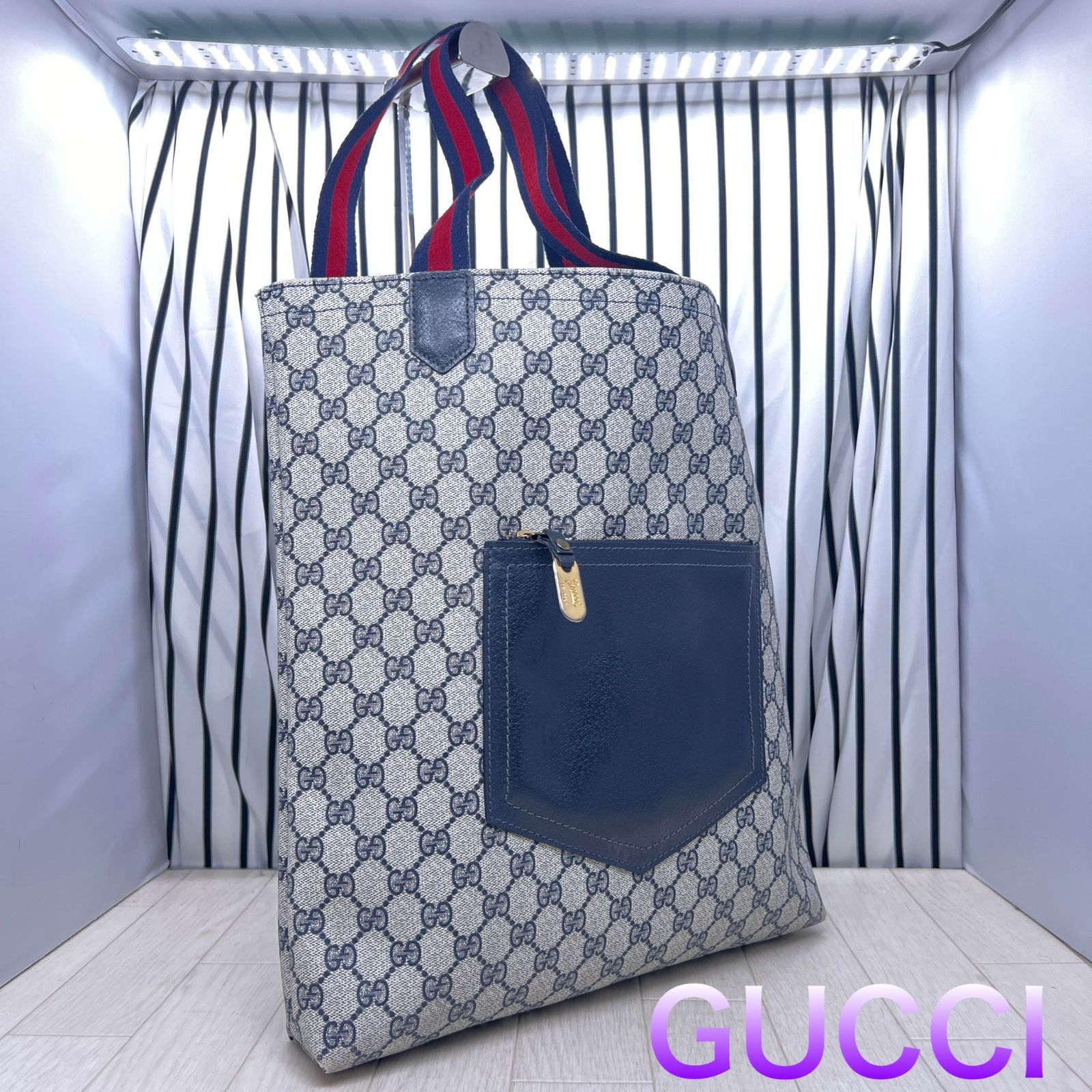 【美品】GUCCI×グッチ A4収納可能PVCシェリーライントートバッグ